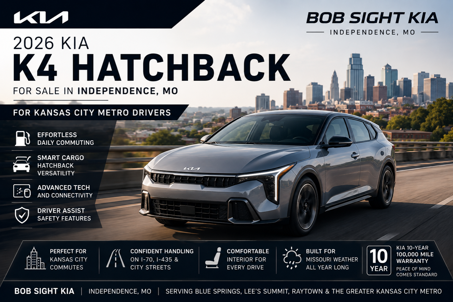 2026 Kia K4 Hatchback for sale in Independence Missouri at Bob Sight Kia serving Kansas City commuters