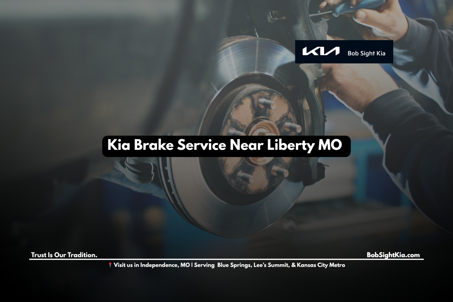 Certified Kia technician performing brake service near Liberty MO at Bob Sight Kia Independence