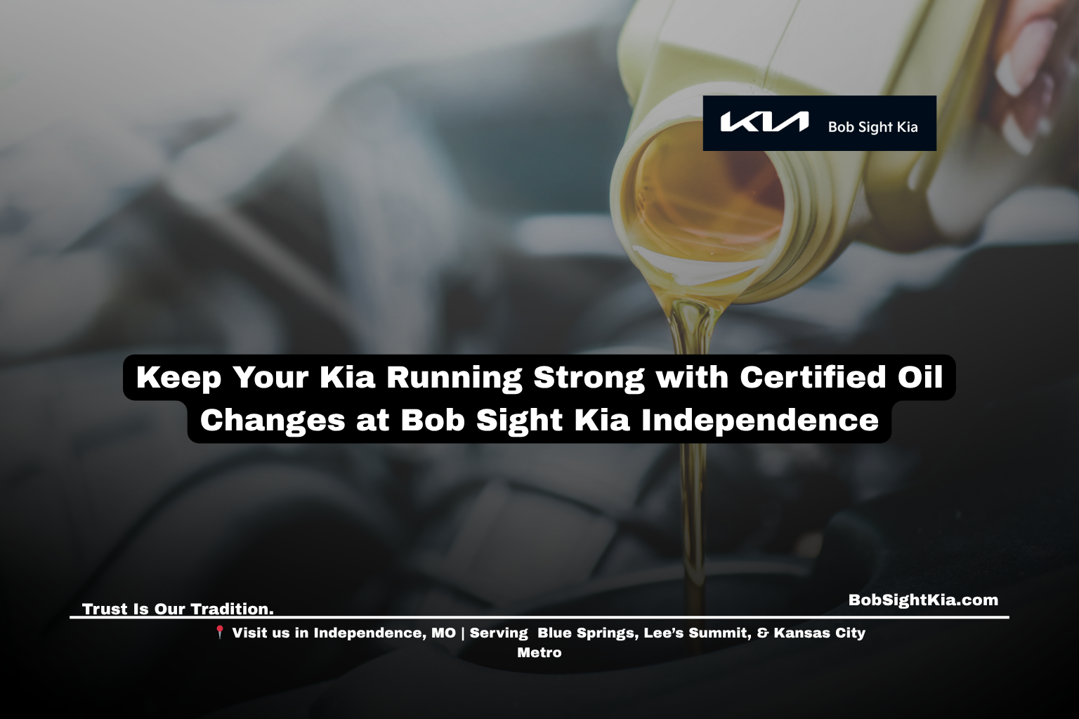 Certified Kia technician performing oil change at Bob Sight Kia Independence Missouri