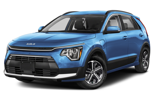 a blue 2025 Kia Niro Plug-in Hybrid on a white screen
