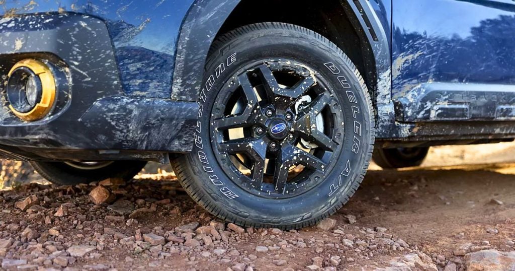 The 225/65R17 102T tires of the 2026 Subaru Outback Wilderness trim