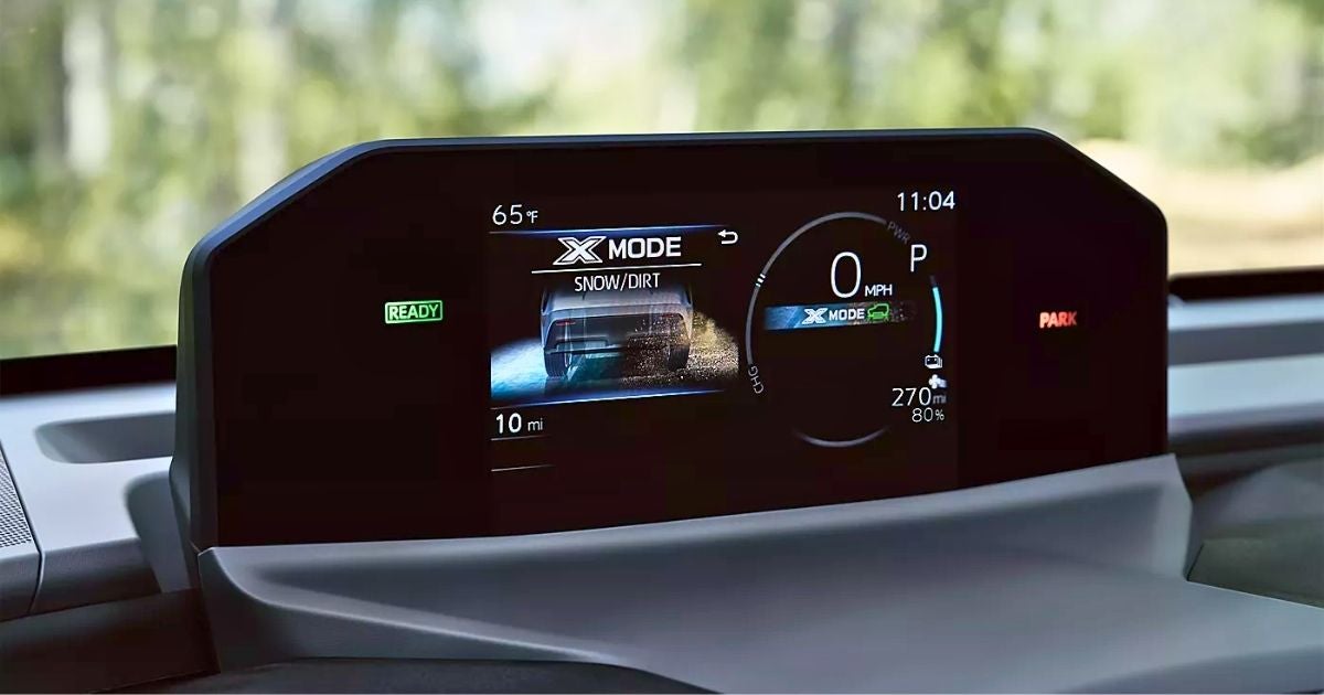 The 2026 Subaru Solterra has standard X MODE with Grip Control, which the 2026 Tesla Model Y doesn't have