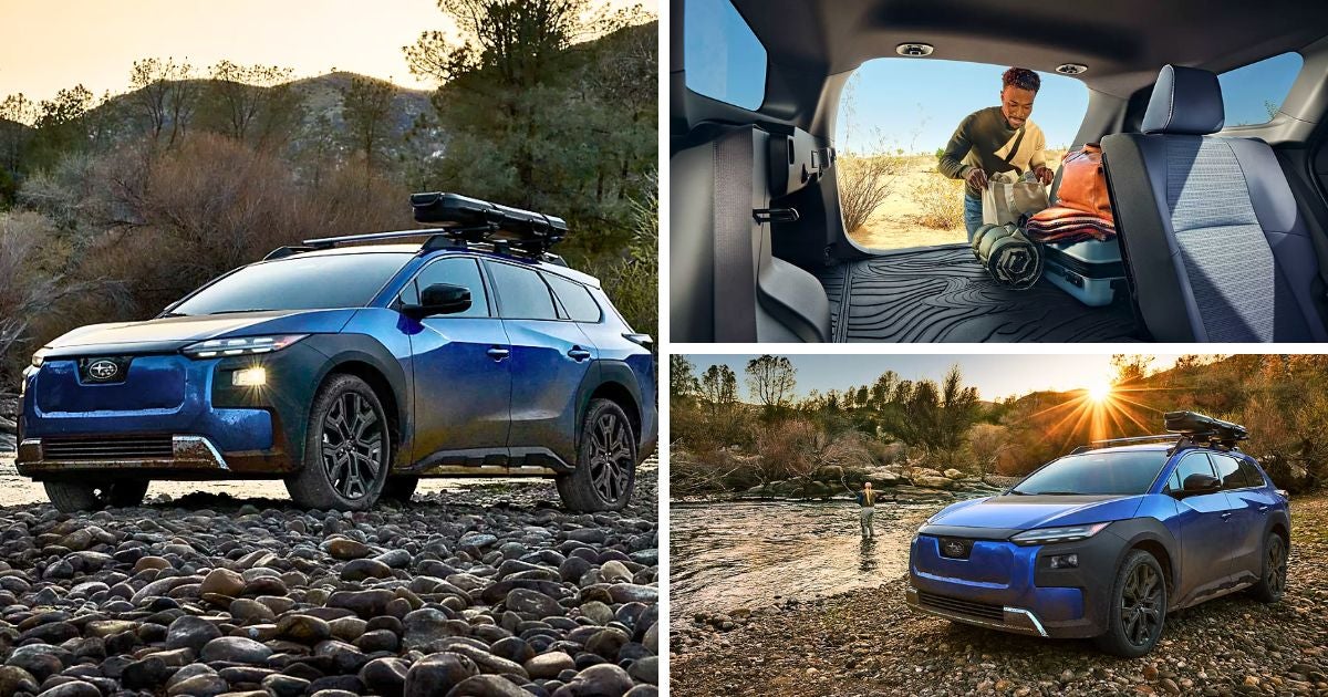 The 2026 Subaru Trailseeker Subaru electric car with its rear cargo space and standard raised roof rails