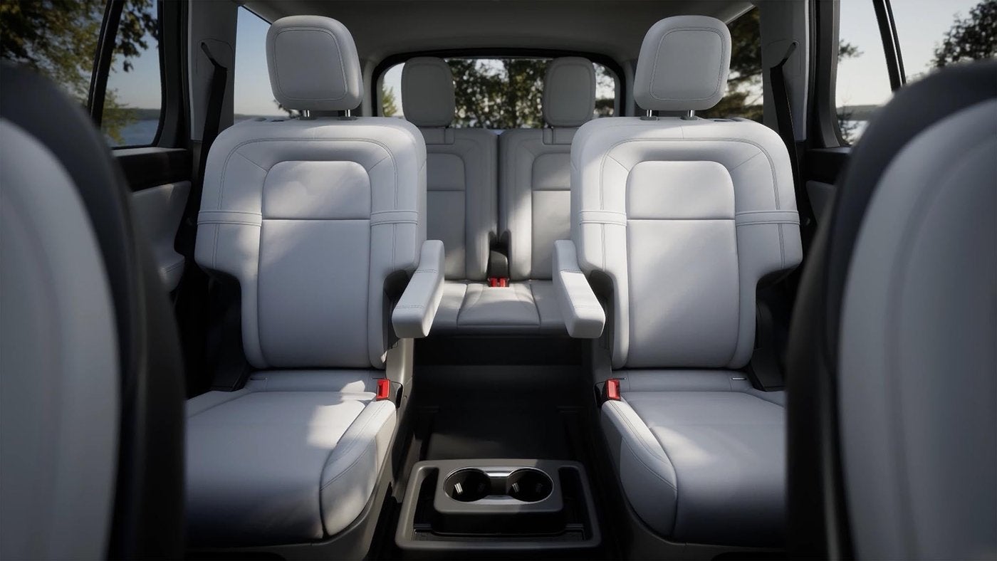 Lincoln Aviator second row captain chairs with a view back to the third row Lincoln Aviator second row captain chairs with a view back to the third row