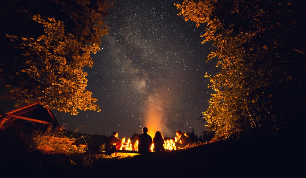 A campsite at night
