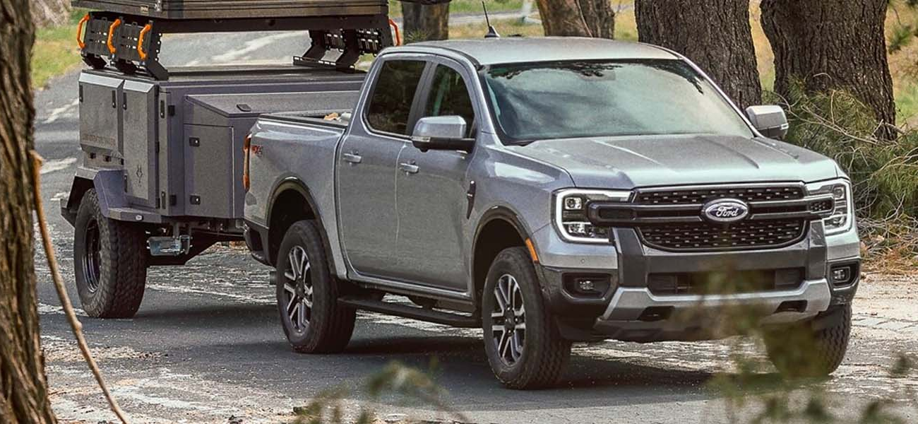 The 2025 Ford Ranger driving on a road