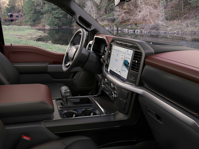 An interior shot of the 2024 Ford F-150 driver interface