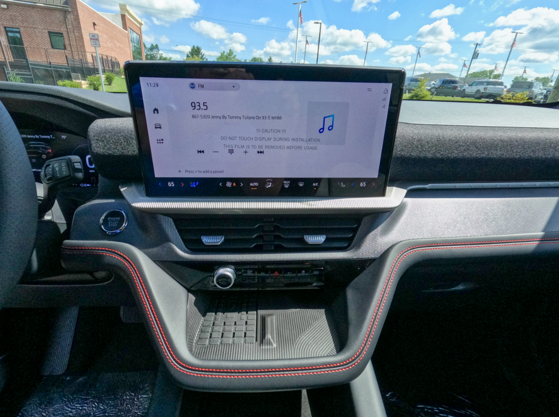 The interior dashboard interface of a Ford Digital Experience touchscreen inside a 2025 Ford Explorer