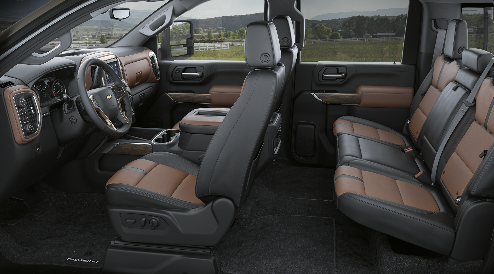 2022 Chevy Silverado black and brown leather interior