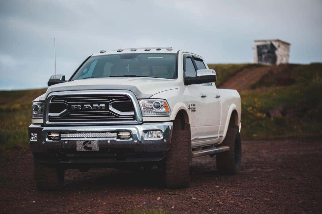a new ram truck in the mud near Miami Oklahoma