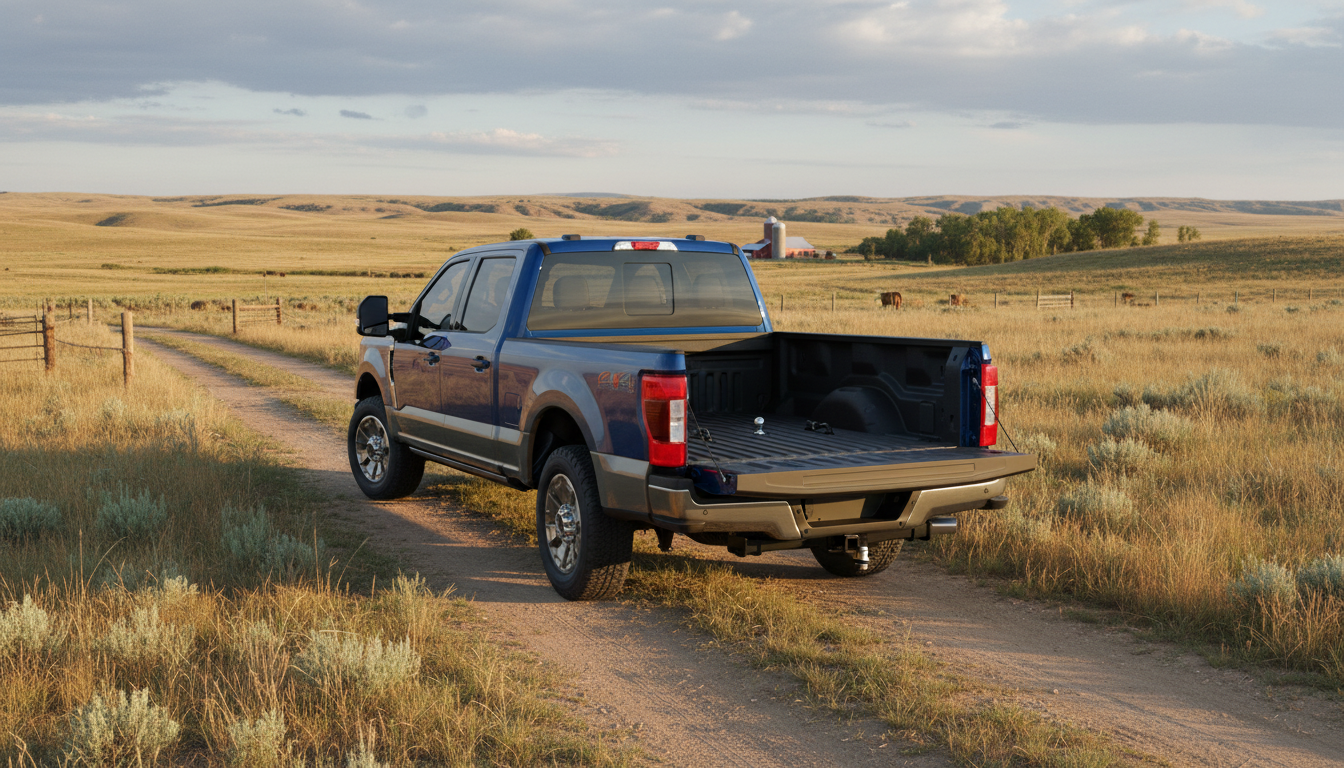 Gooseneck hitch setup in a 2026 Ford F-250 bed