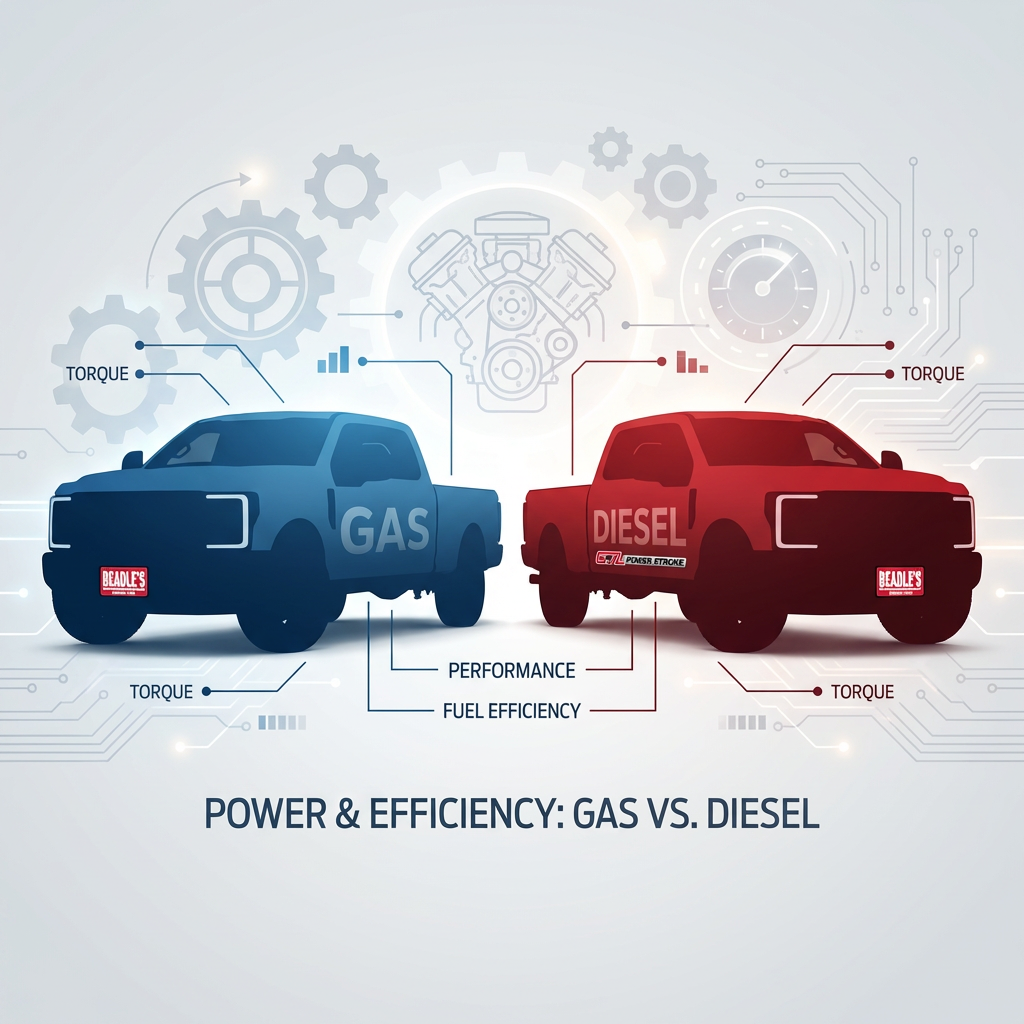 Gas versus diesel power comparison for the 2026 Ford F-250
