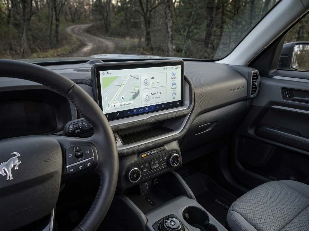 2026 Ford Bronco Sport SYNC 4 interior with cargo utility features