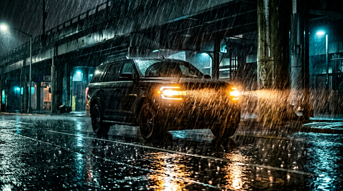 2027 Ford Expedition headlights in rain at night — Beadle Ford Bowdle SD
