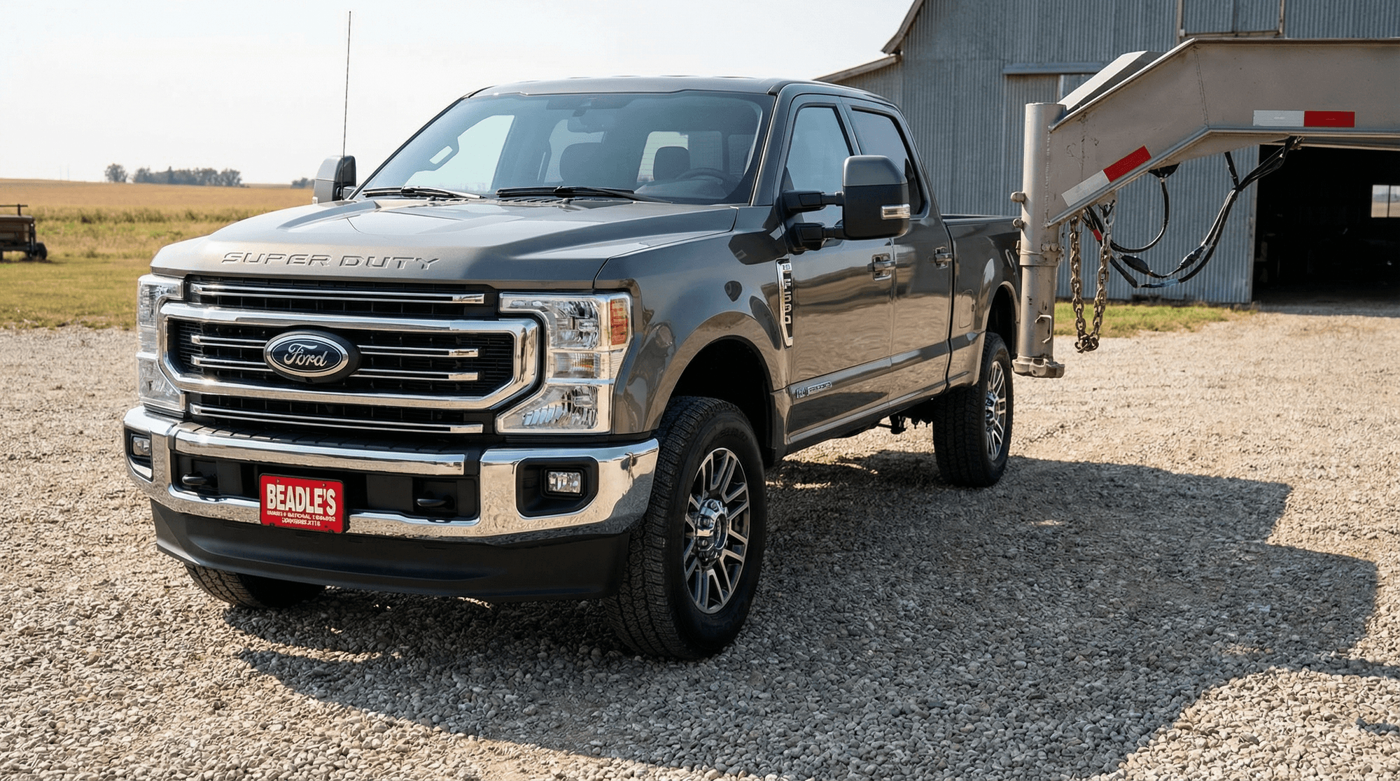 2026 Ford F-350 gooseneck hitch setup on a rural South Dakota lot