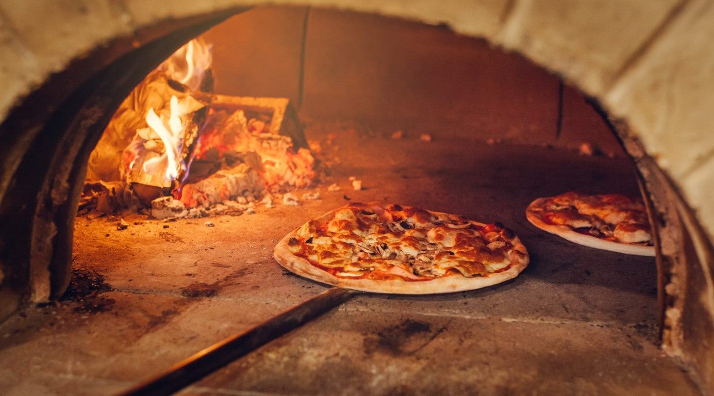 pizza in stone oven