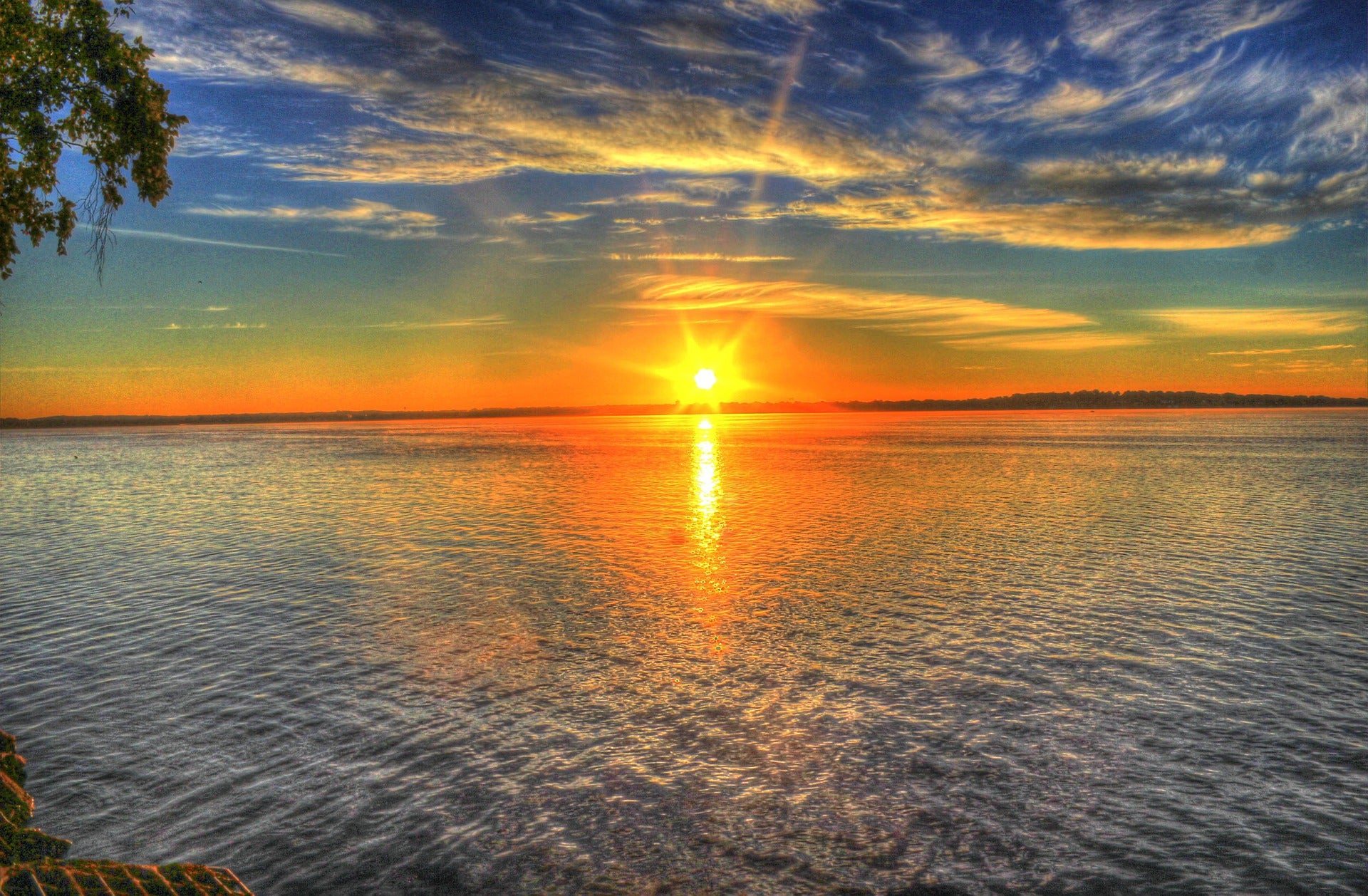 A sunrise over a lake in Wisconsin