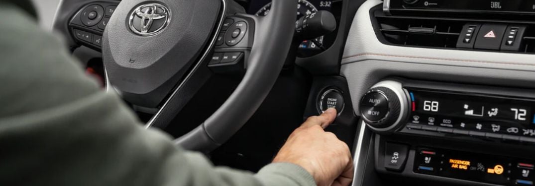 Man Using Push Button Start in a 2020 Toyota RAV4