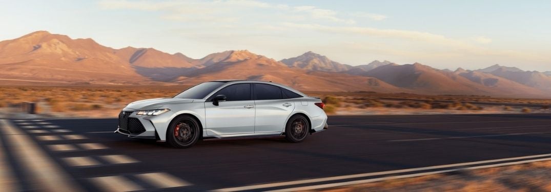 White 2021 Toyota Avalon TRD on Desert Highway
