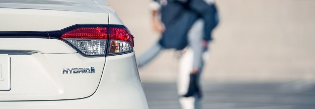 Close Up of 2021 Toyota Corolla Hybrid Rear Exterior Badge