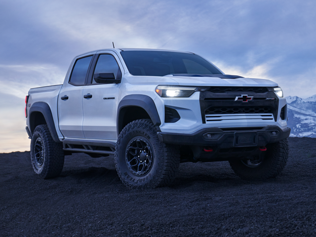 A white Chevrolet Colorado parked outside
