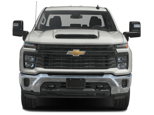 The front of a white Chevrolet truck