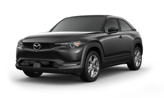 a black mazda mx-30 with a transparent background