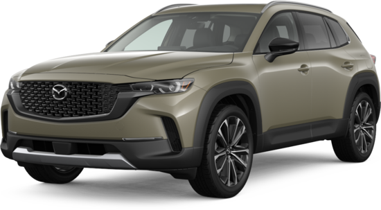 a taupe mazda suv sitting in a transparent background 