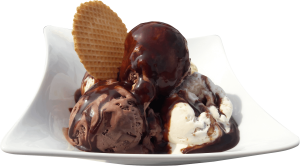 A bowl of ice cream in a 