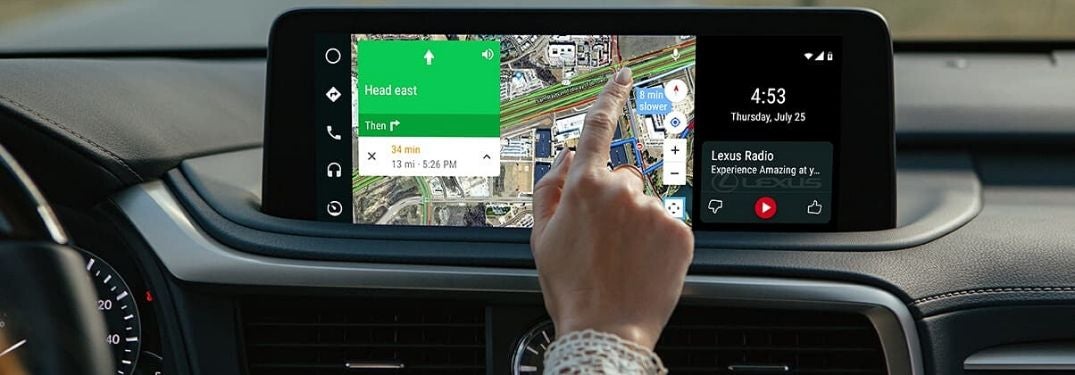Woman Using Android Auto and Google Maps in Her Lexus