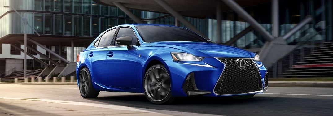 Blue 2020 Lexus IS F Sport Blackline Special Edition on a City Street