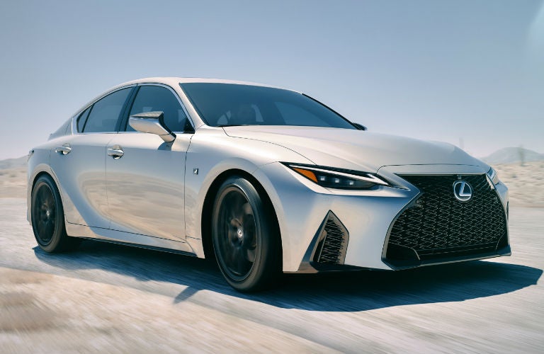 Silver 2021 Lexus IS on a Desert Road