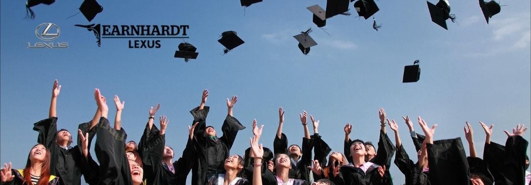 College Graduate Throwing Caps into the Air with the Earnhardt Lexus Logo