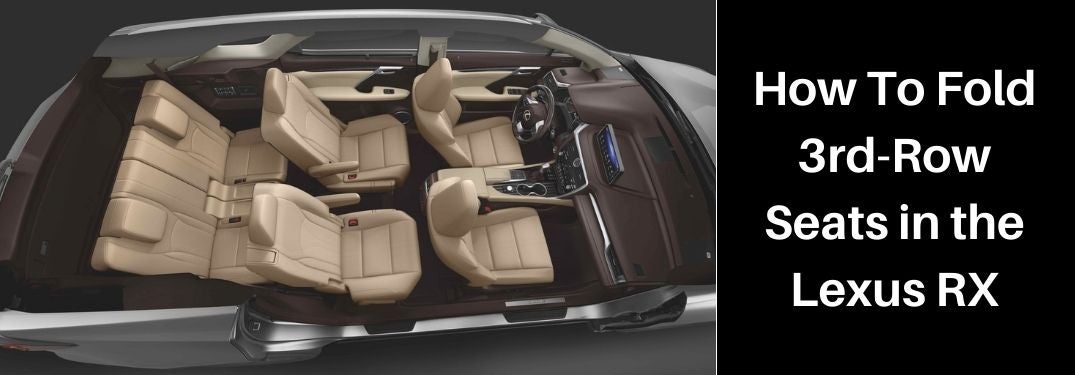 Overhead Cutaway View of 2022 Lexus RXL Interior with White How To Fold 3rd-Row Seats in the Lexus RX Text on a Black Background