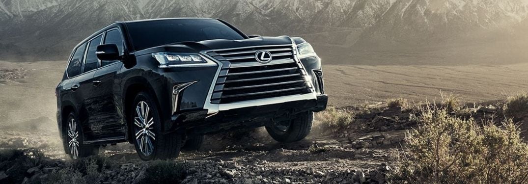 Black 2021 Lexus LX on a Mountain Trail