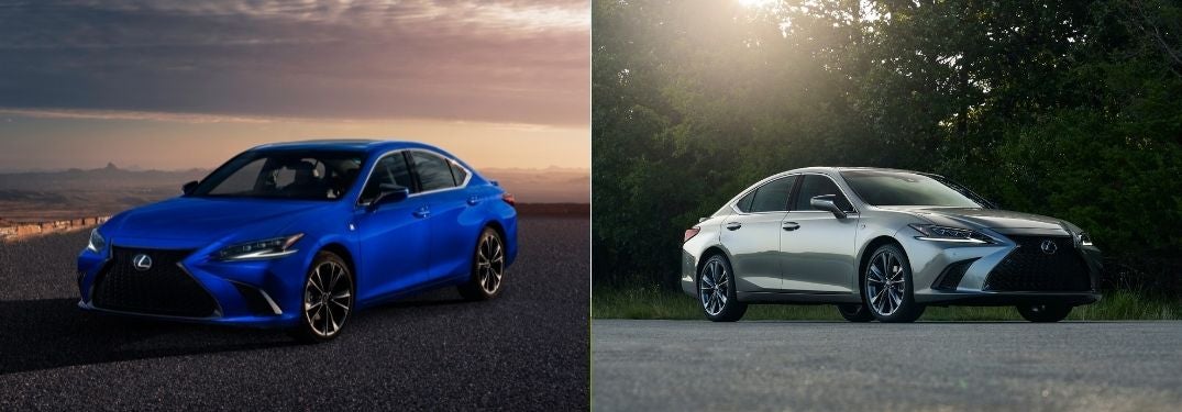 Blue 2022 Lexus ES Front Exterior at Sunset vs Silver 2021 Lexus ES Front Exterior
