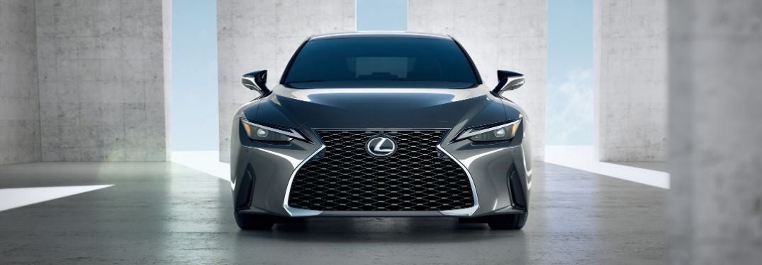 Gray 2021 Lexus IS Front Exterior in a Garage