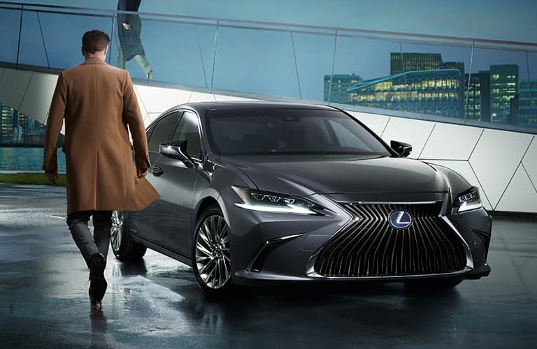 Black 2020 Lexus ES Hybrid in a Parking Lot