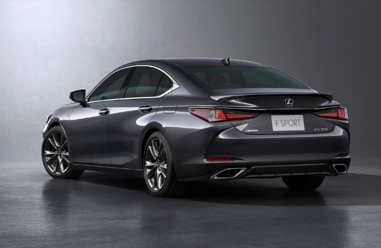 Gray 2022 Lexus ES Rear Exterior on a Dark Background