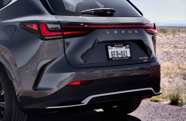 Gray 2022 Lexus NX Rear Exterior on a Road