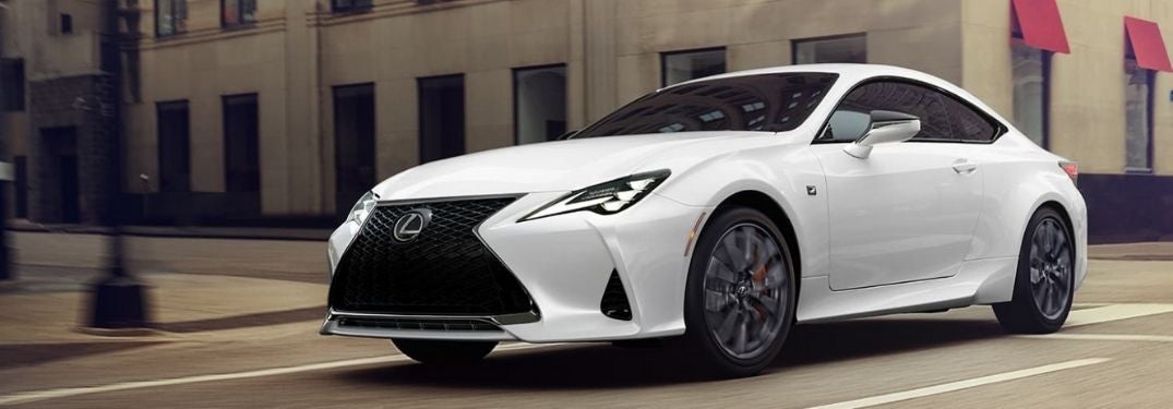 White 2021 Lexus RC on a City Street