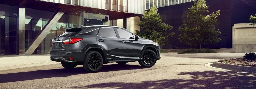 Black 2022 Lexus RX Black Line Special Edition Rear Exterior in a Driveway