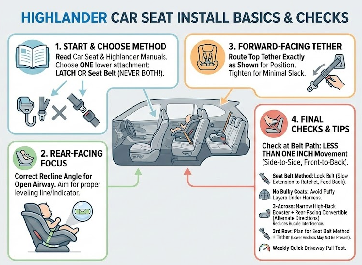 Toyota Highlander car seat installation basics and safety checks
