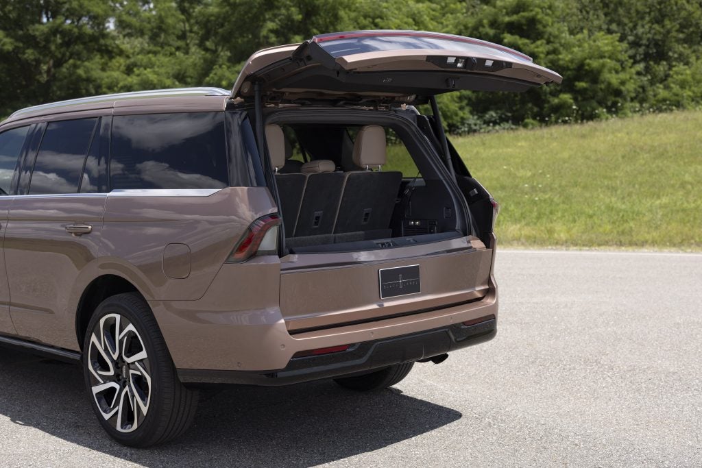Lincoln luxury SUV vehicle with the trunk open