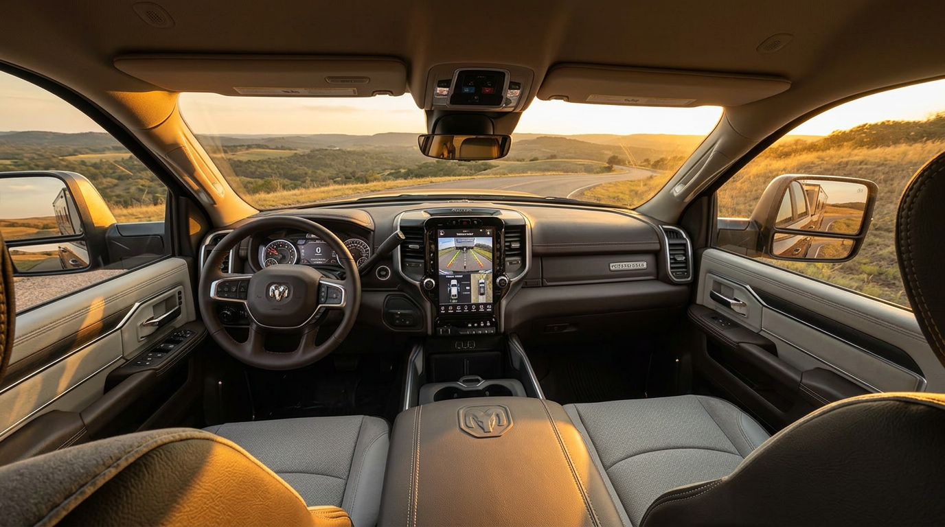 2026 Ram 3500 interior touchscreen towing display