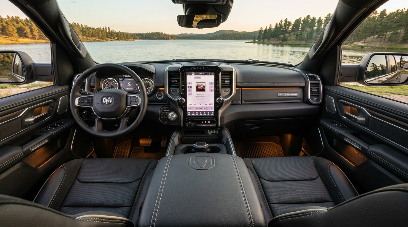 2026 Ram 1500 interior with 14.5-inch Uconnect touchscreen