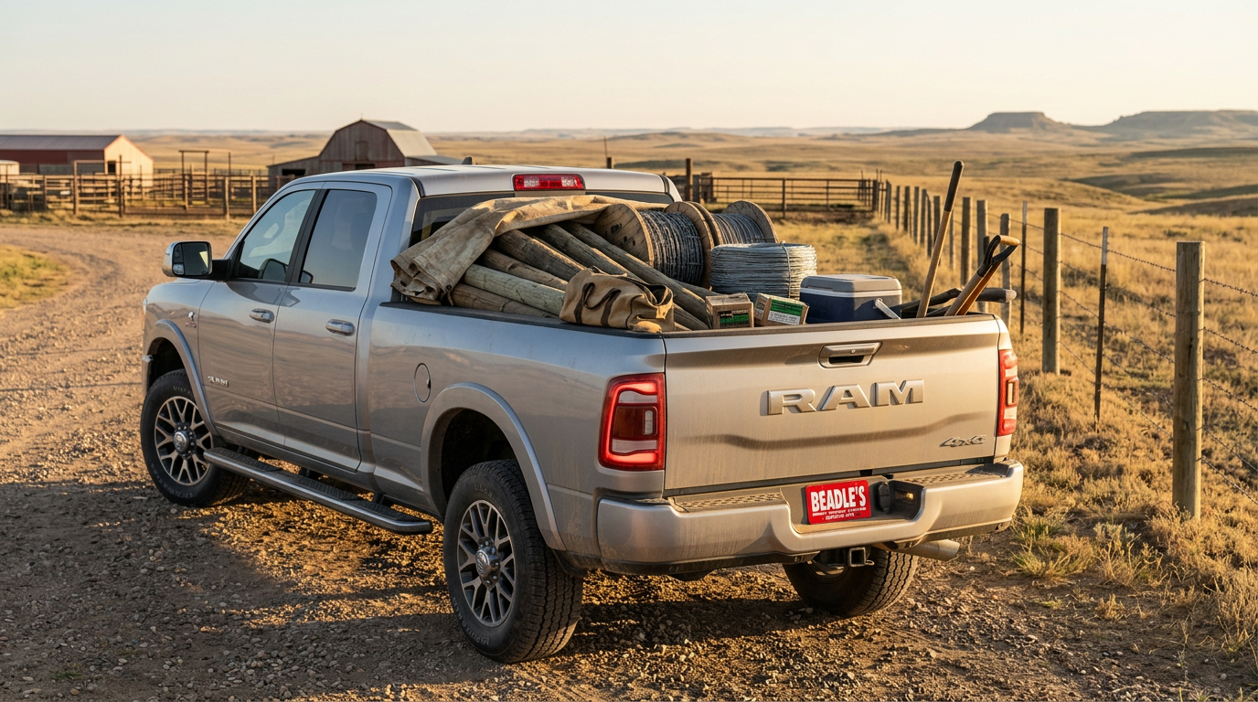 2026 Ram 3500 loaded with ranch supplies in South Dakota