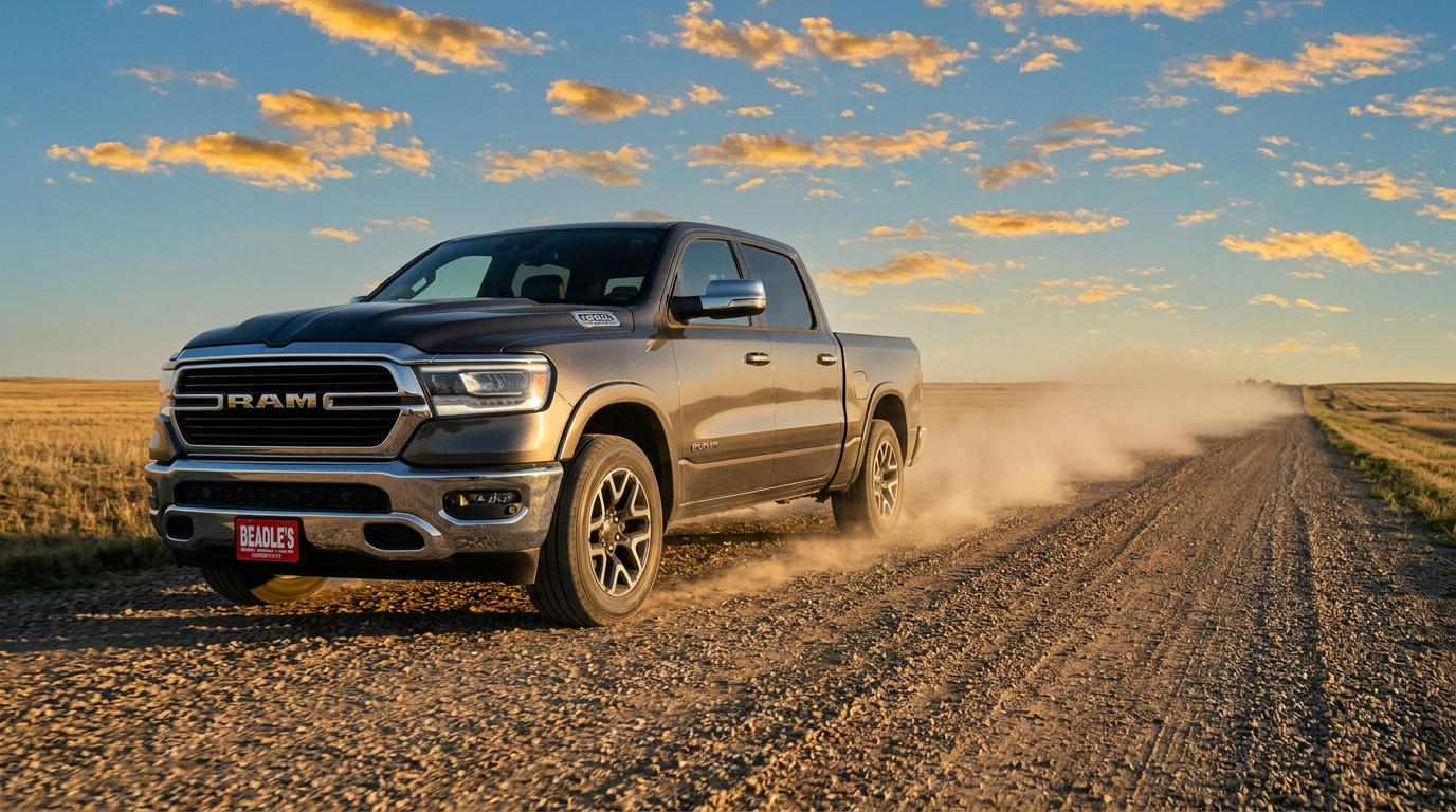 2026 Ram 1500 on a gravel road in rural South Dakota