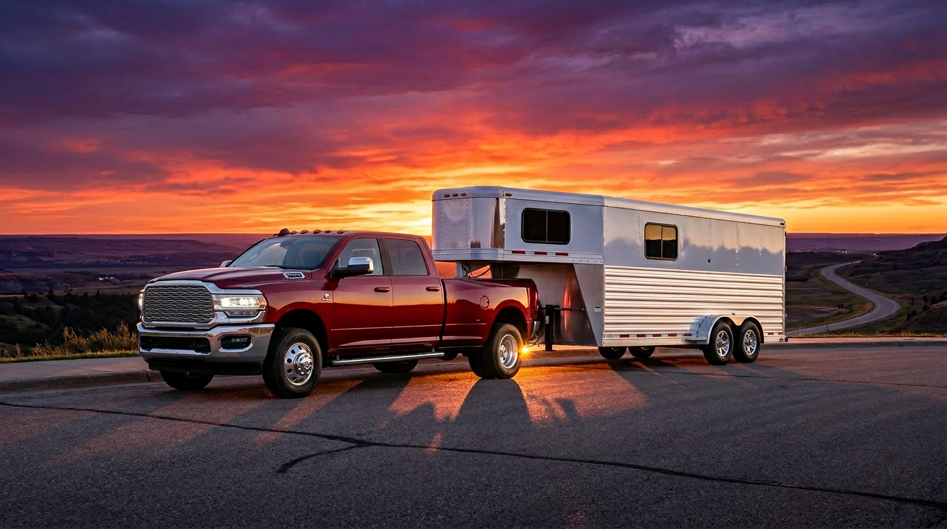 2026 Ram 3500 dually towing gooseneck trailer Bowdle SD