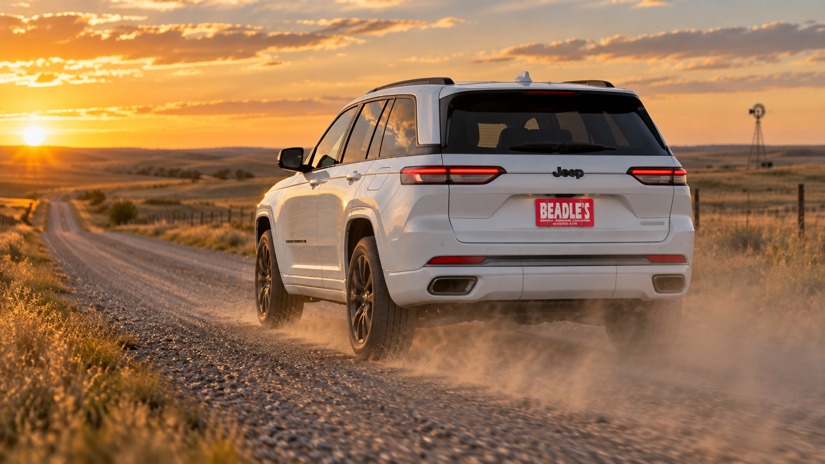 2026 Jeep Grand Cherokee on a gravel road, comparison guide, at Beadle's Chrysler Center